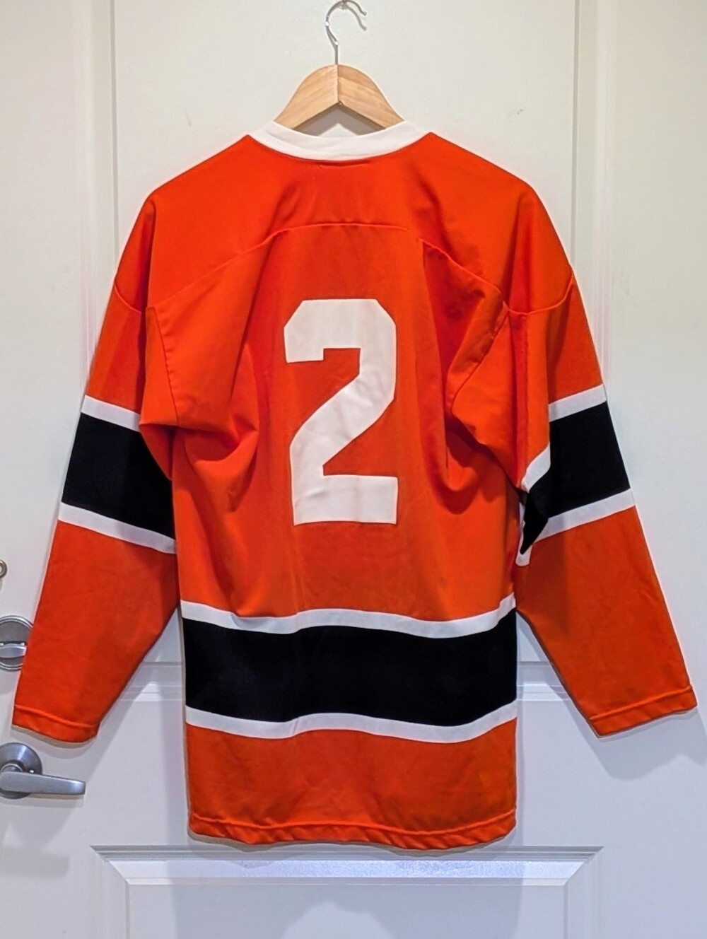 GUC 1980s S Orange And Black Assistant Captain Hockey Jersey with Cat Logo - Picture 6 of 6